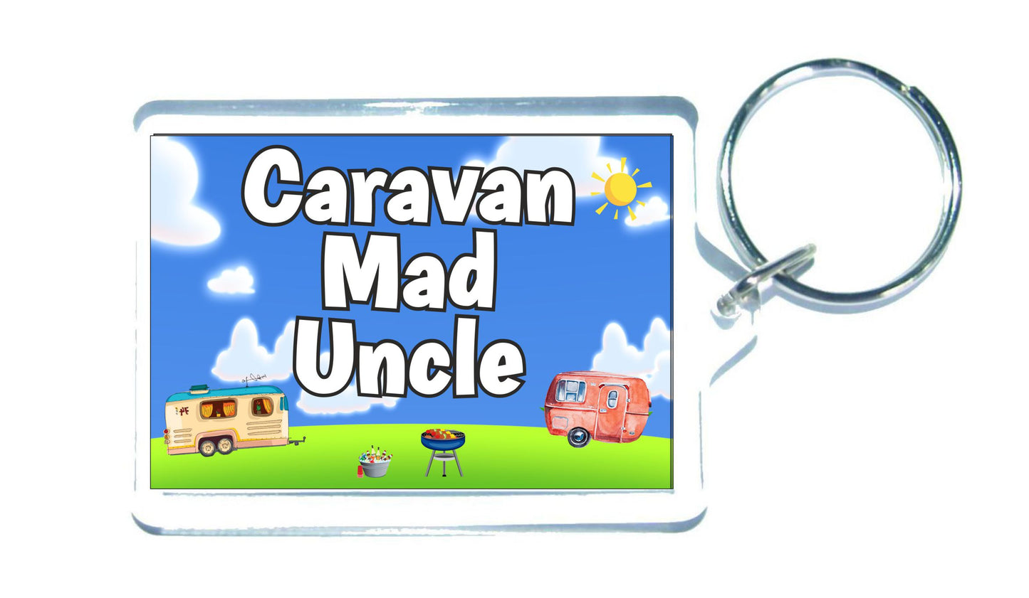 Uncle Caravan Keyring Gift - Caravan Mad Uncle - Fun Cute Novelty Holiday Present
