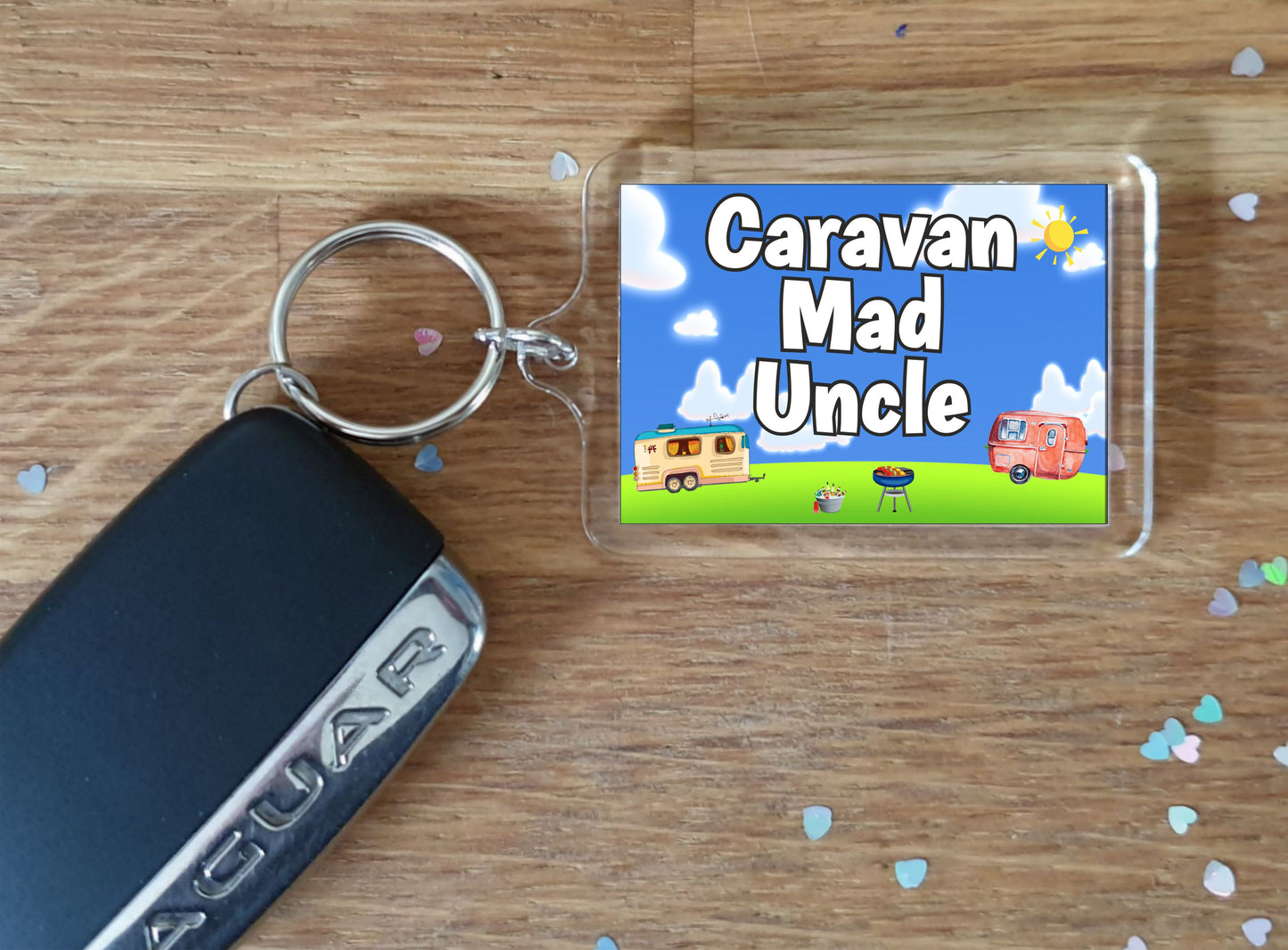 Uncle Caravan Keyring Gift - Caravan Mad Uncle - Fun Cute Novelty Holiday Present
