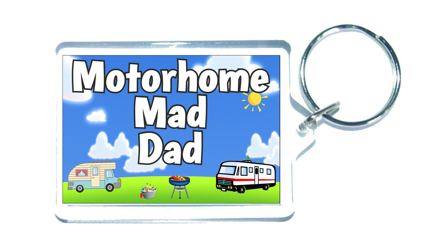 Dad Motorhome Keyring Gift - Motorhome Mad Dad - Fun Cute Novelty Holiday Present
