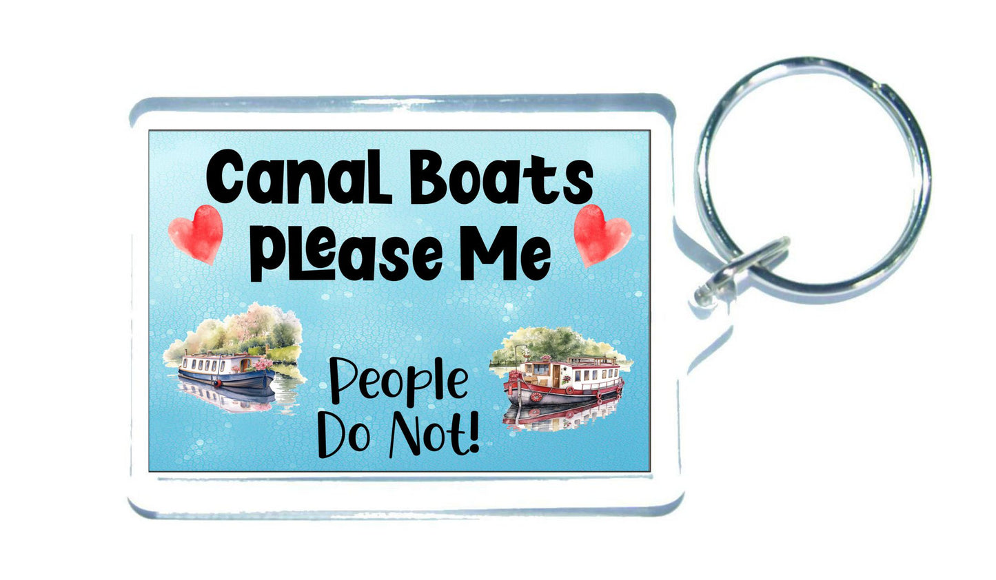 Boating Keyring Gift - Canal Boats Please Me People Do Not - Fun Cute Novelty Holiday Present