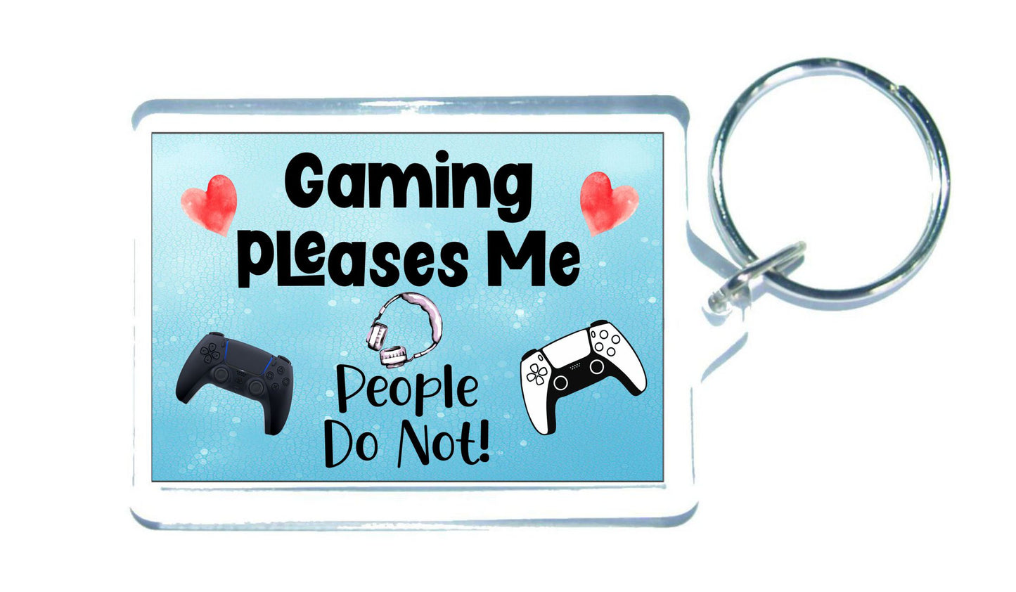 Gamer PS5 Keyring Gift - Gaming Pleases Me People Do Not - Fun Cute Novelty Hobby Present