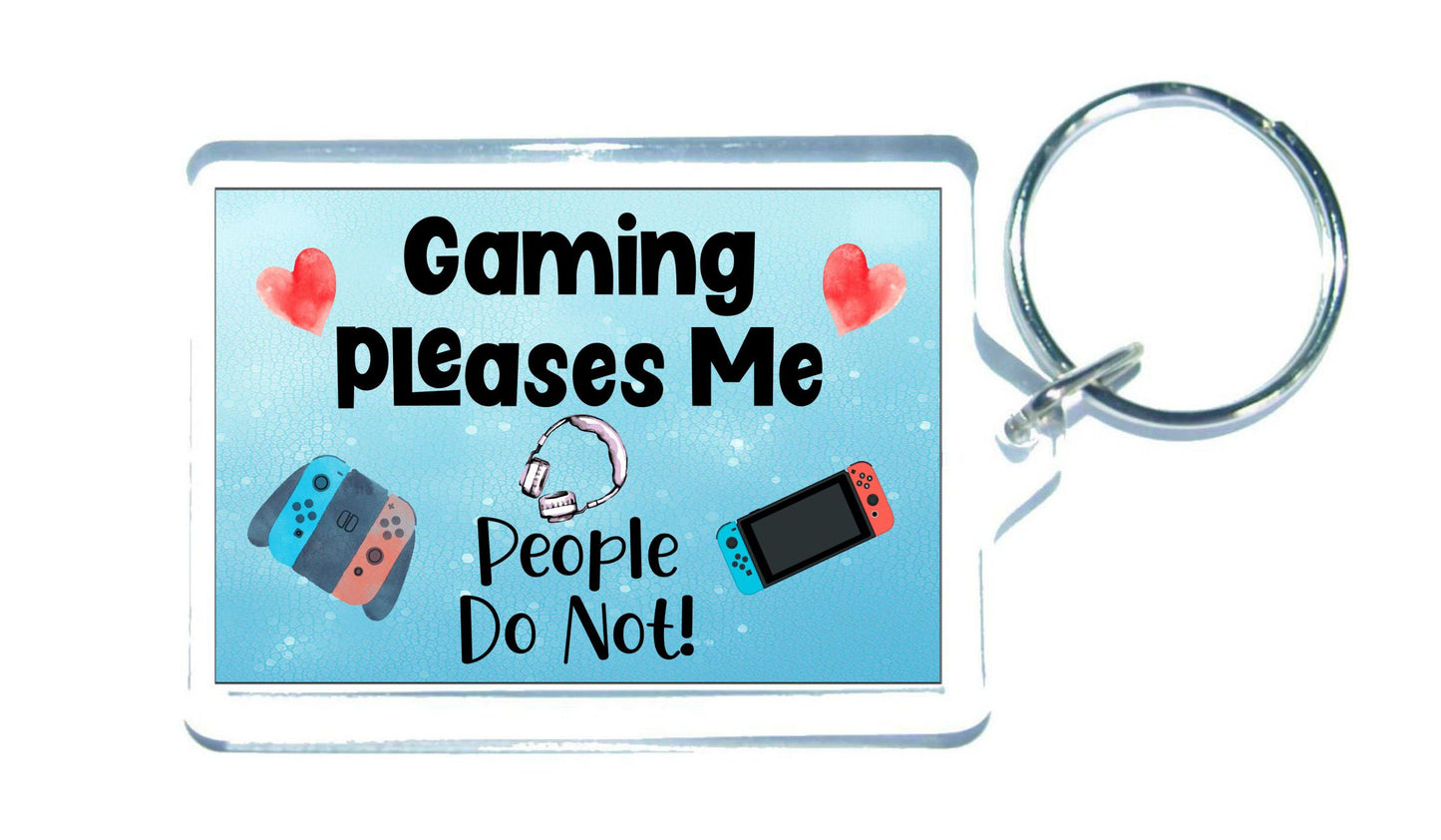 Gamer Switch Keyring Gift - Gaming Pleases Me People Do Not - Fun Cute Novelty Hobby Present