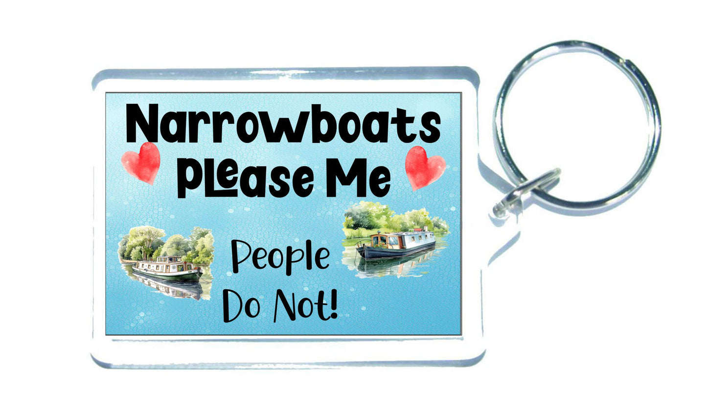 Boating Keyring Gift - Narrowboats Please Me People Do Not - Fun Cute Novelty Holiday Present