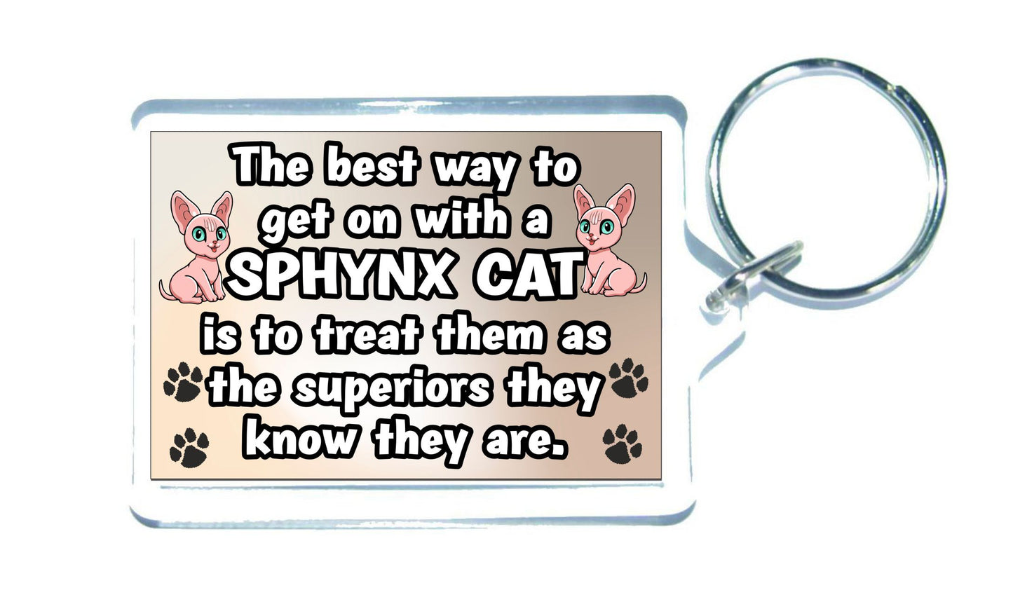 Sphynx Cat Keyring Gift -The best Way To Get On With A - Novelty Fun Cute Pet Owner Present