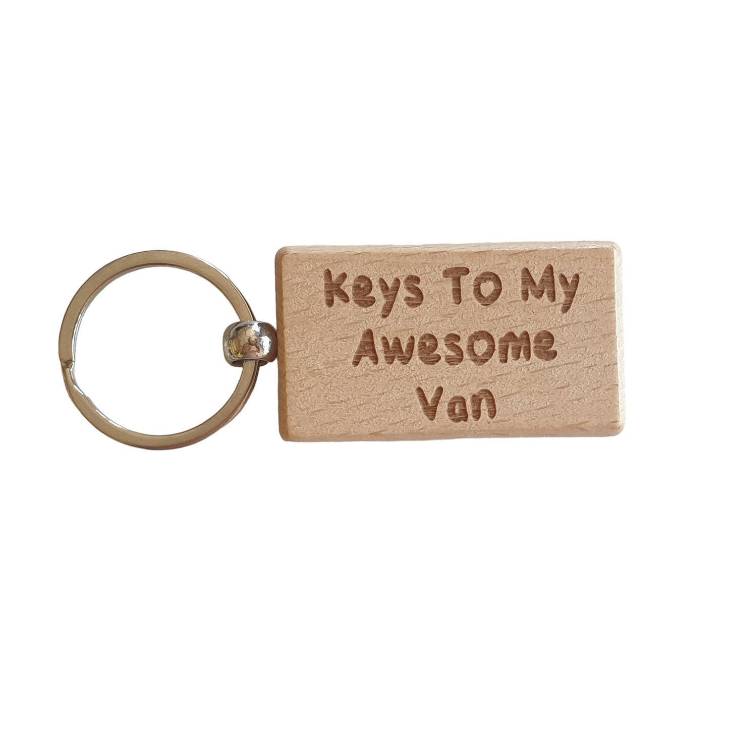 Van Keyring Gift - Keys To My Awesome Van - Nice Cute Engraved Wooden Key Fob Novelty Custom Present