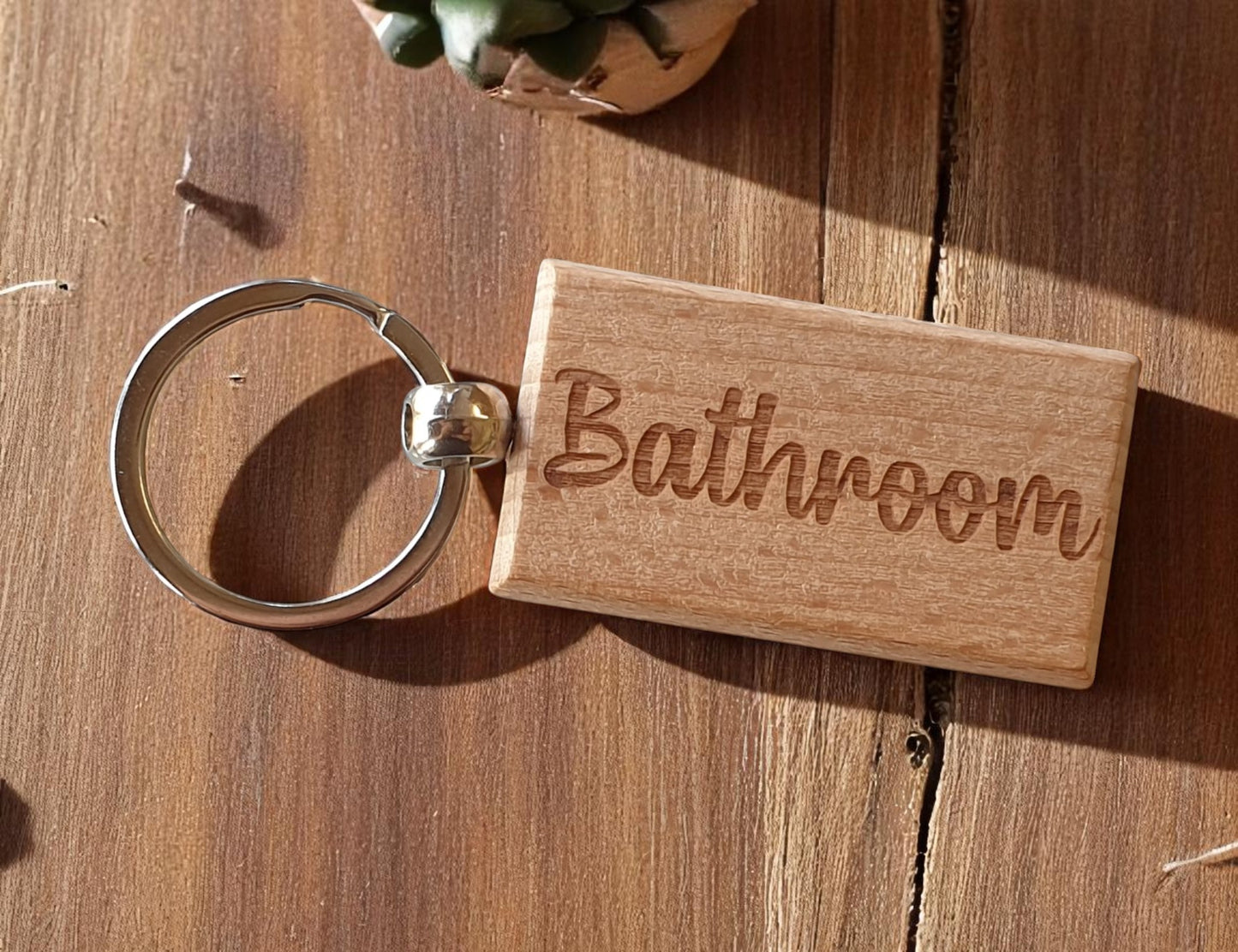 Bathroom Keyring Nice Cute Custom Engraved Wooden Key Fob Novelty House Keys Present
