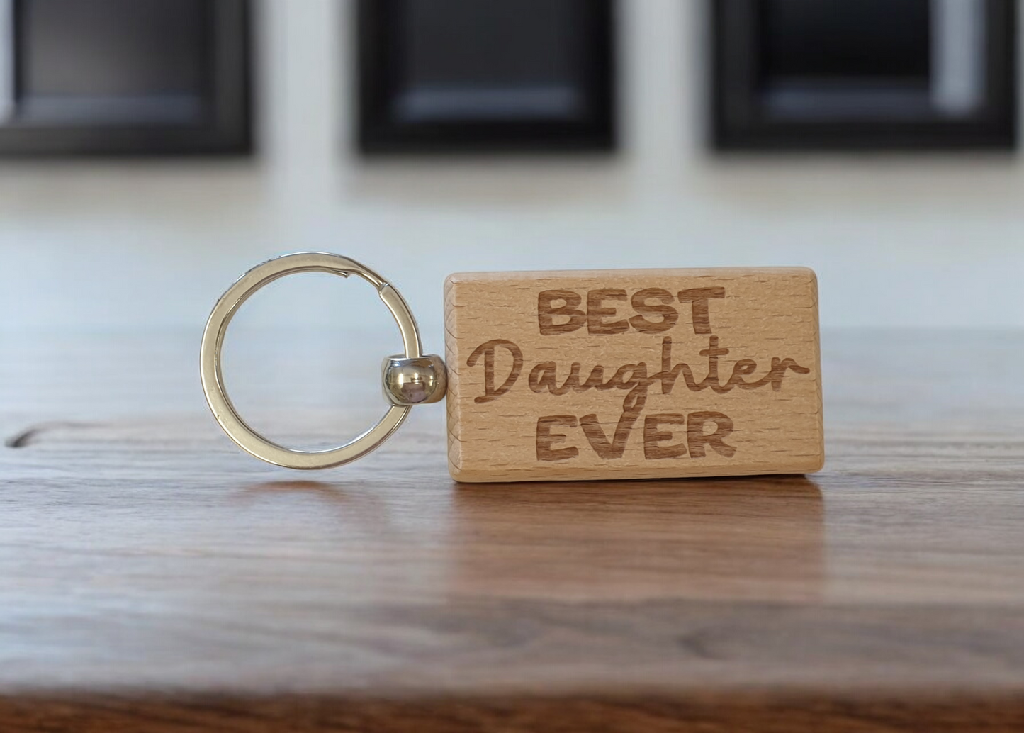 Daughter Keyring Gift Best Ever Cute Engraved Wooden Key Fob Fun Novelty Nice Present