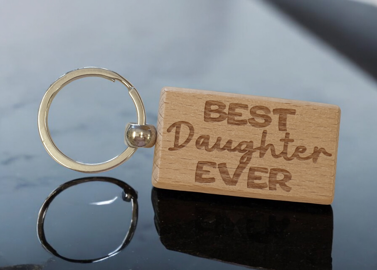 Daughter Keyring Gift Best Ever Cute Engraved Wooden Key Fob Fun Novelty Nice Present