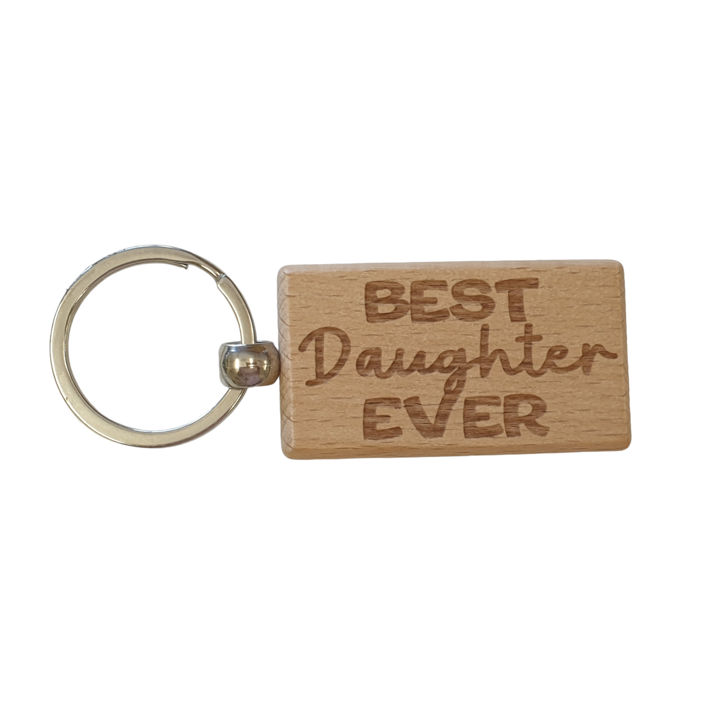 Daughter Keyring Gift Best Ever Cute Engraved Wooden Key Fob Fun Novelty Nice Present