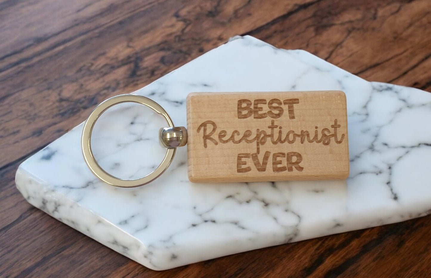 Receptionist Keyring Gift Best Ever Cute Engraved Wooden Key Fob Fun Novelty Nice Present (Copy) (Copy)