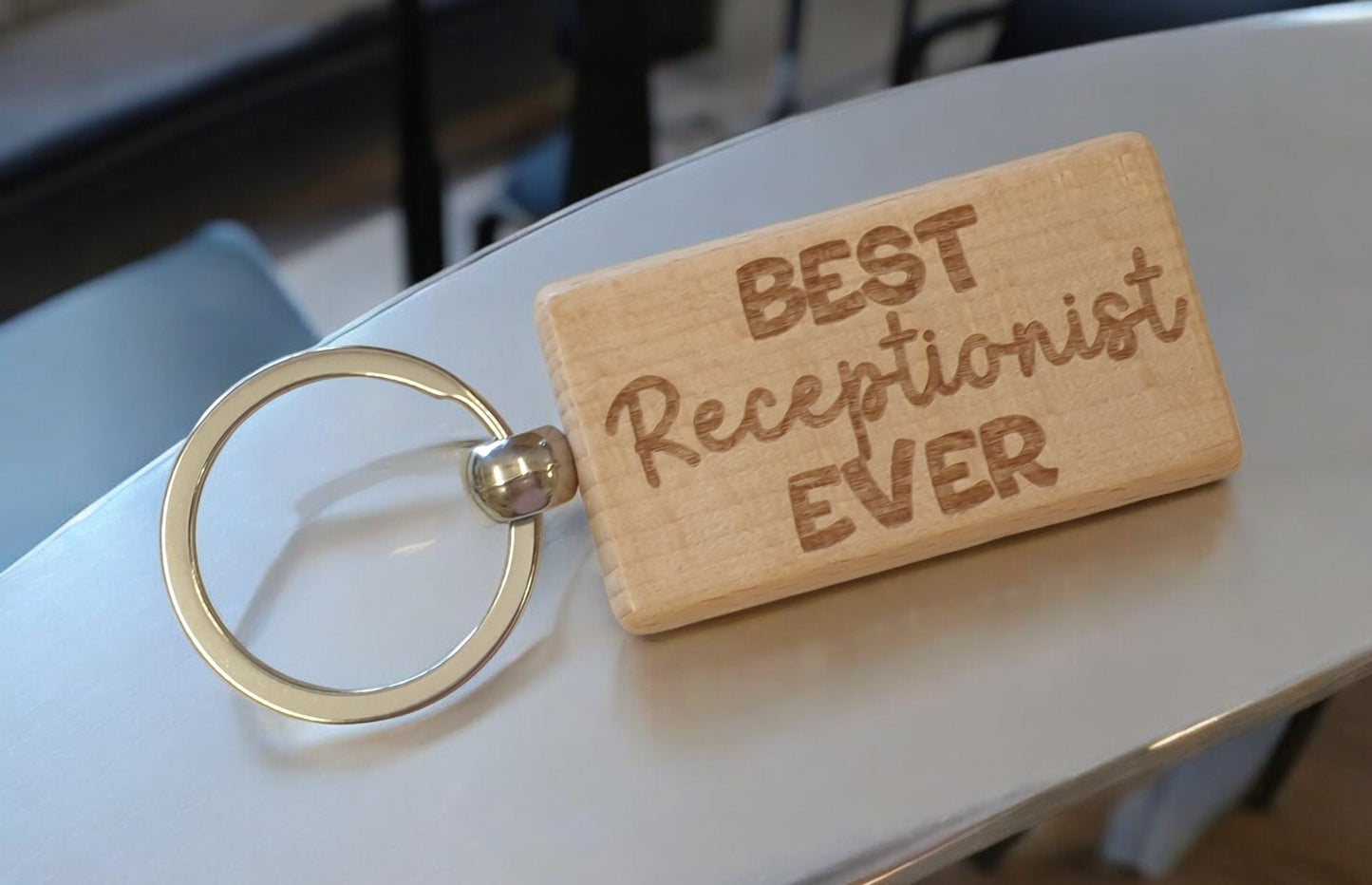 Receptionist Keyring Gift Best Ever Cute Engraved Wooden Key Fob Fun Novelty Nice Present (Copy) (Copy)
