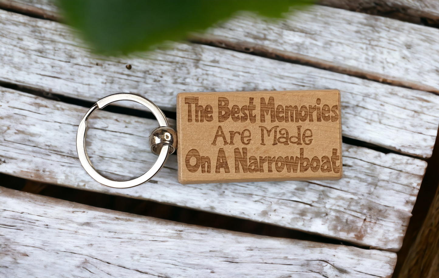 Narrowboat Keyring Gift The Best Memories Are Made Engraved Wooden Cute Key Fob Fun Novelty Nice Custom Present