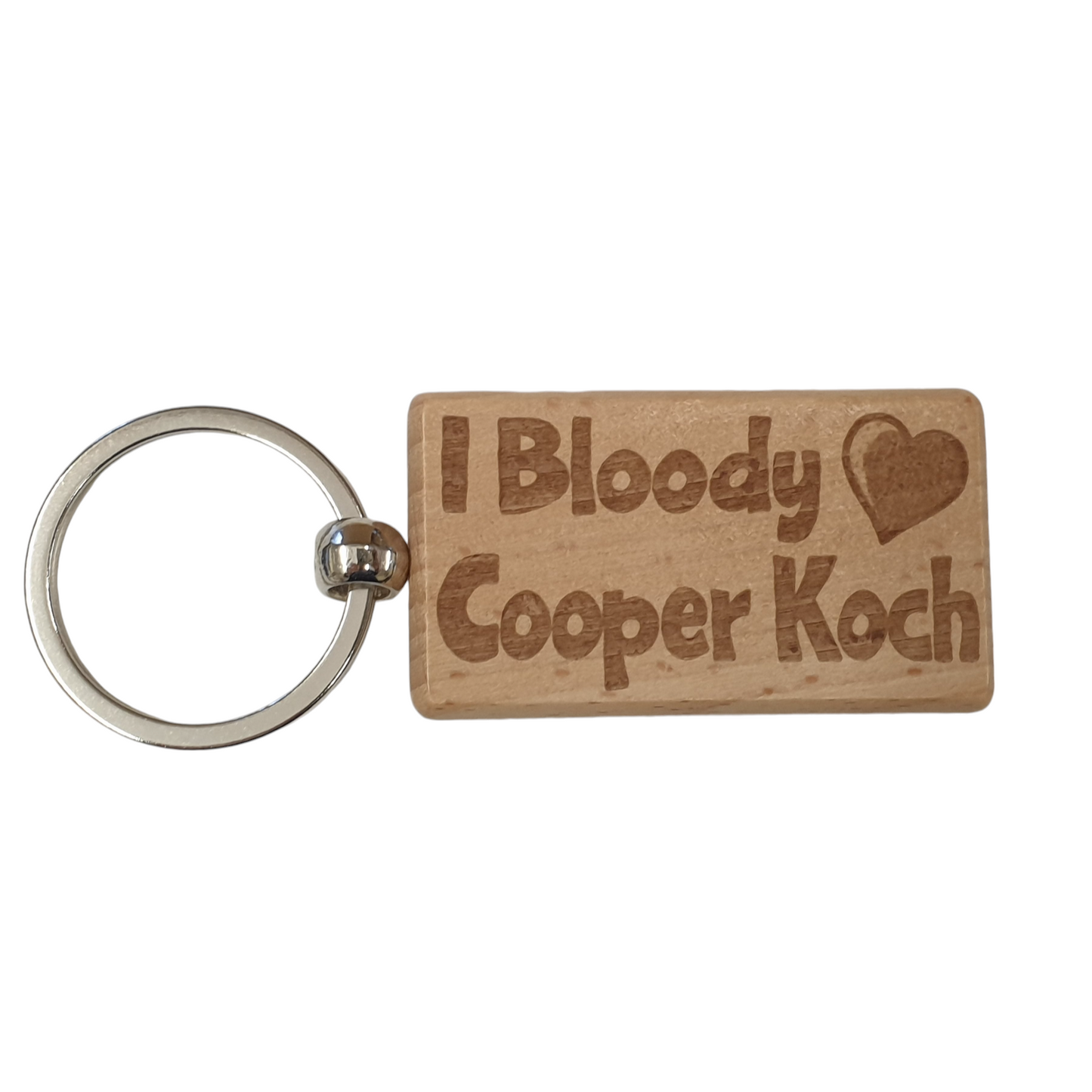 Cooper Koch Keyring Gift I Bloody Love Heart Engraved Wooden Movie Fan Birthday Fun Cute Present