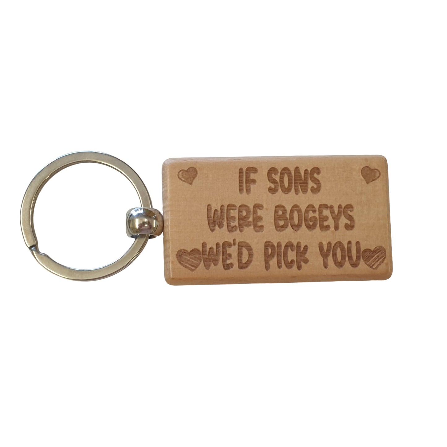 Son Keyring Gift If * Were Bogeys We'd Pick You Cute Engraved Wooden Key Fob Fun Novelty Nice Present