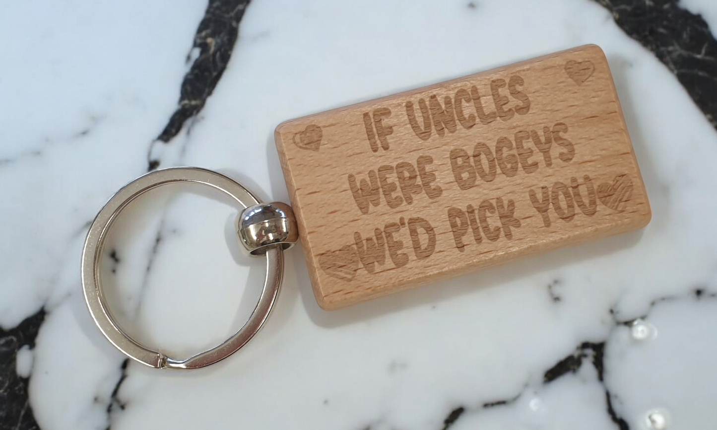Uncle Keyring Gift If * Were Bogeys We'd Pick You Cute Engraved Wooden Key Fob Fun Novelty Nice Present