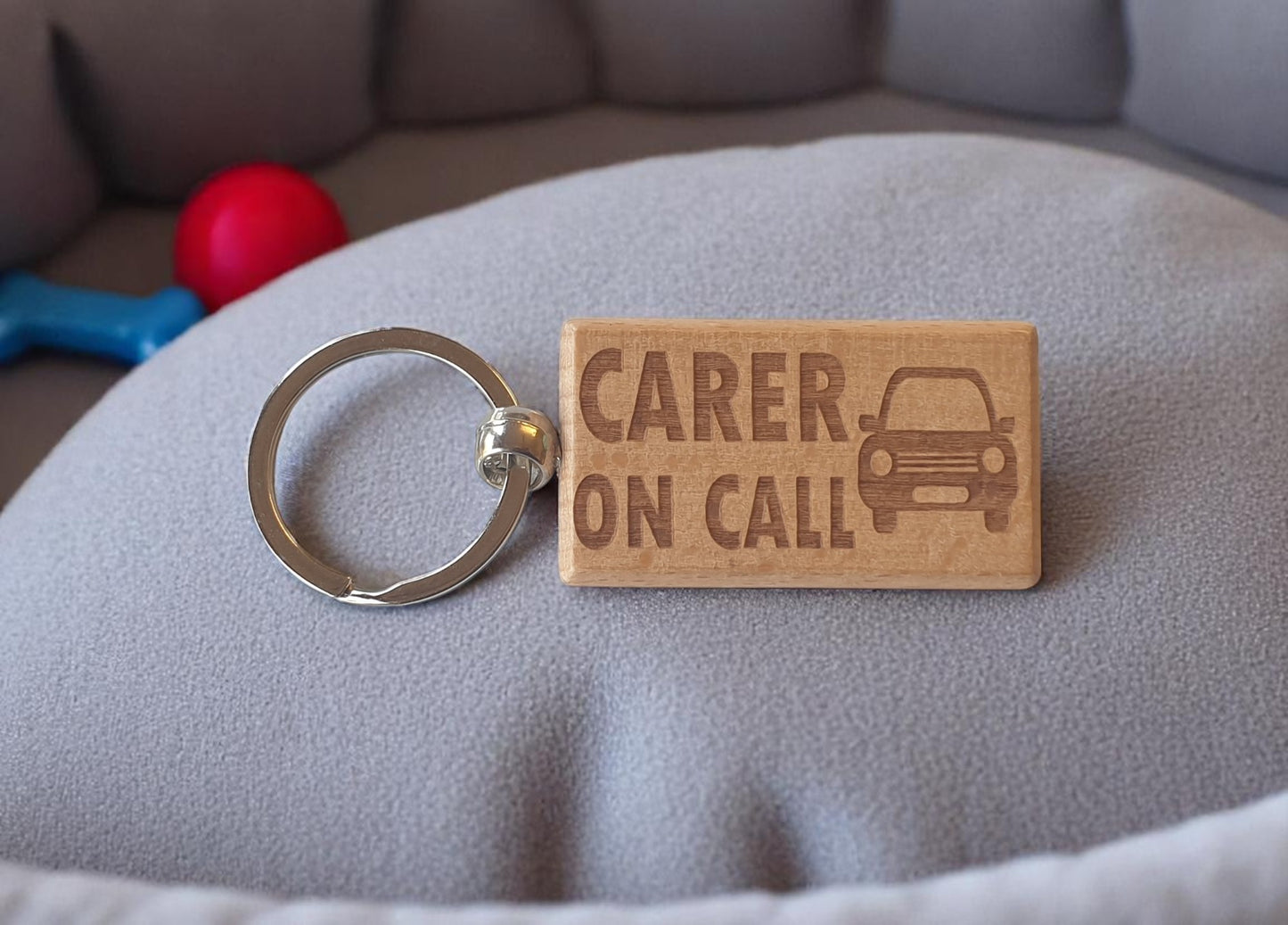 Carers Keyring Gift Carer On Call Nice Cute Fun Engraved Wooden Key Fob Novelty Custom Work Present