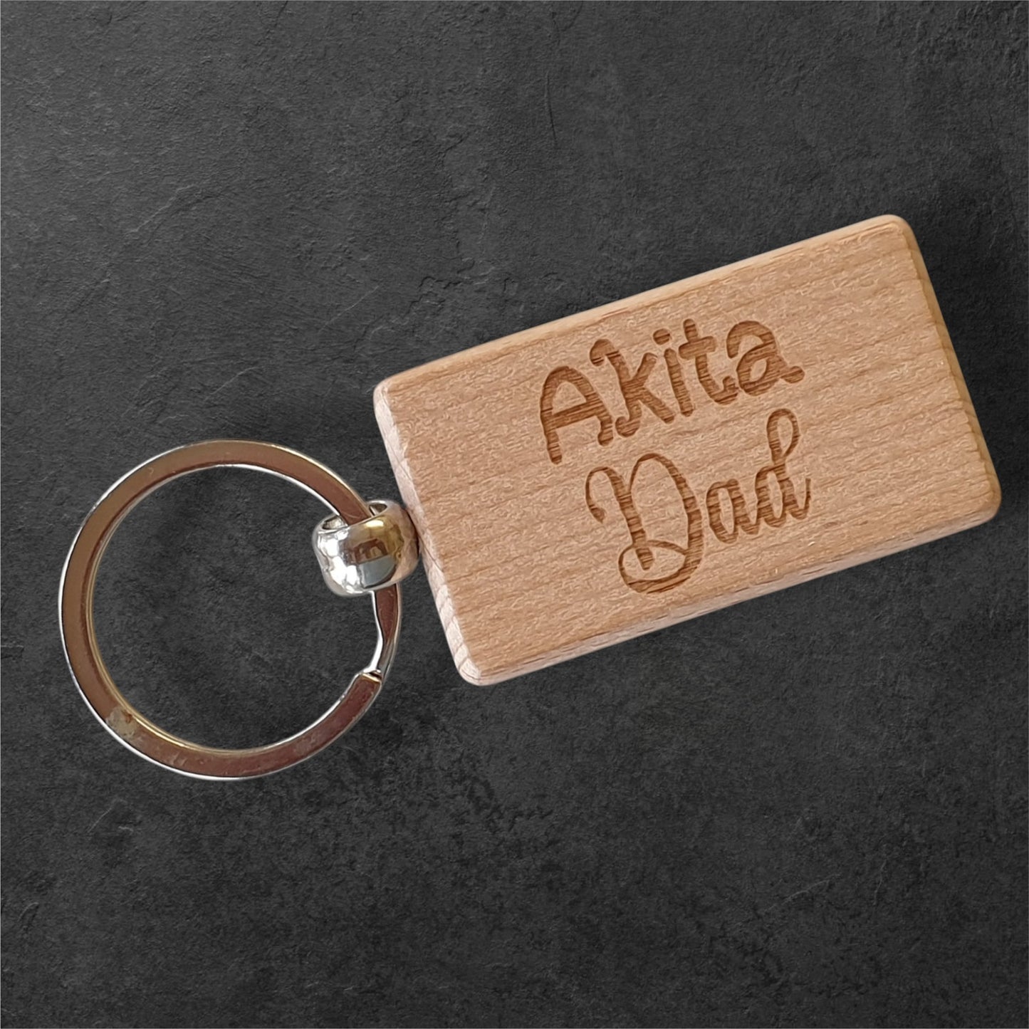 Akita Dad Keyring Gift - Nice Cute Engraved Wooden Key Fob Novelty Dog Owner Present