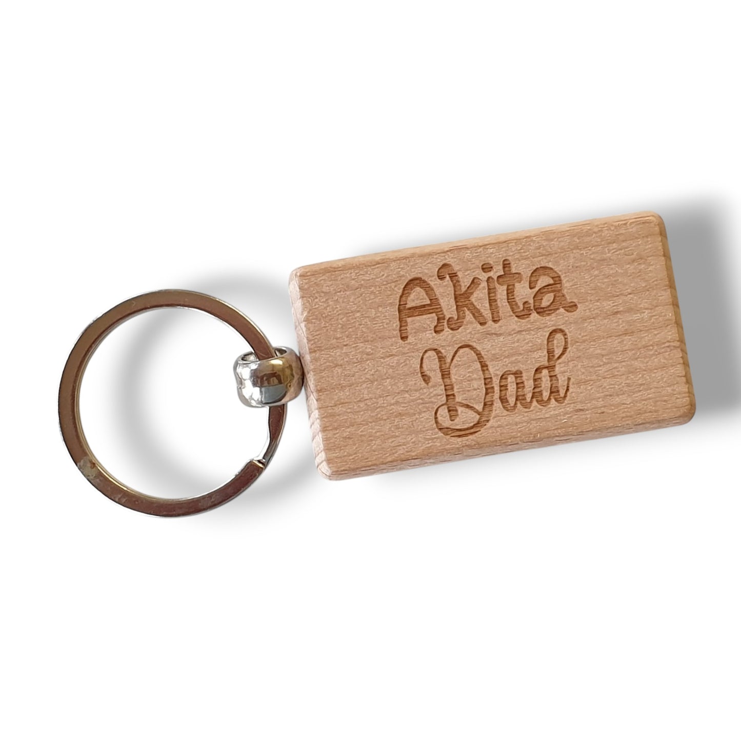 Akita Dad Keyring Gift - Nice Cute Engraved Wooden Key Fob Novelty Dog Owner Present