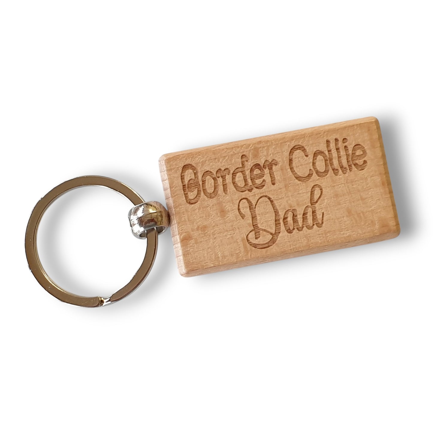 Border Collie Dad Keyring Gift - Nice Cute Engraved Wooden Key Fob Novelty Dog Owner Present