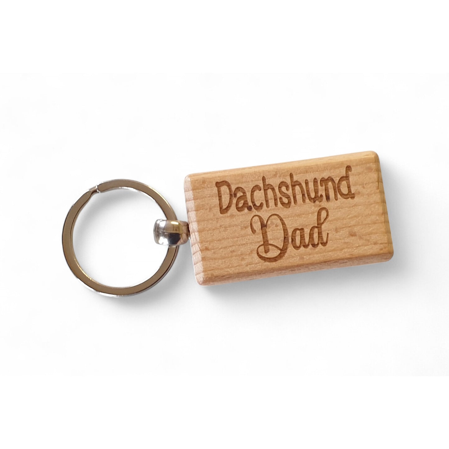 Dachshund Dad Keyring Gift - Nice Cute Engraved Wooden Key Fob Novelty Dog Owner Present