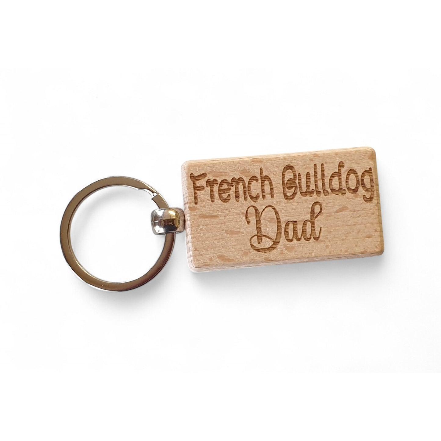 French Bulldog Dad Keyring Gift - Nice Cute Engraved Wooden Key Fob Novelty Dog Owner Present
