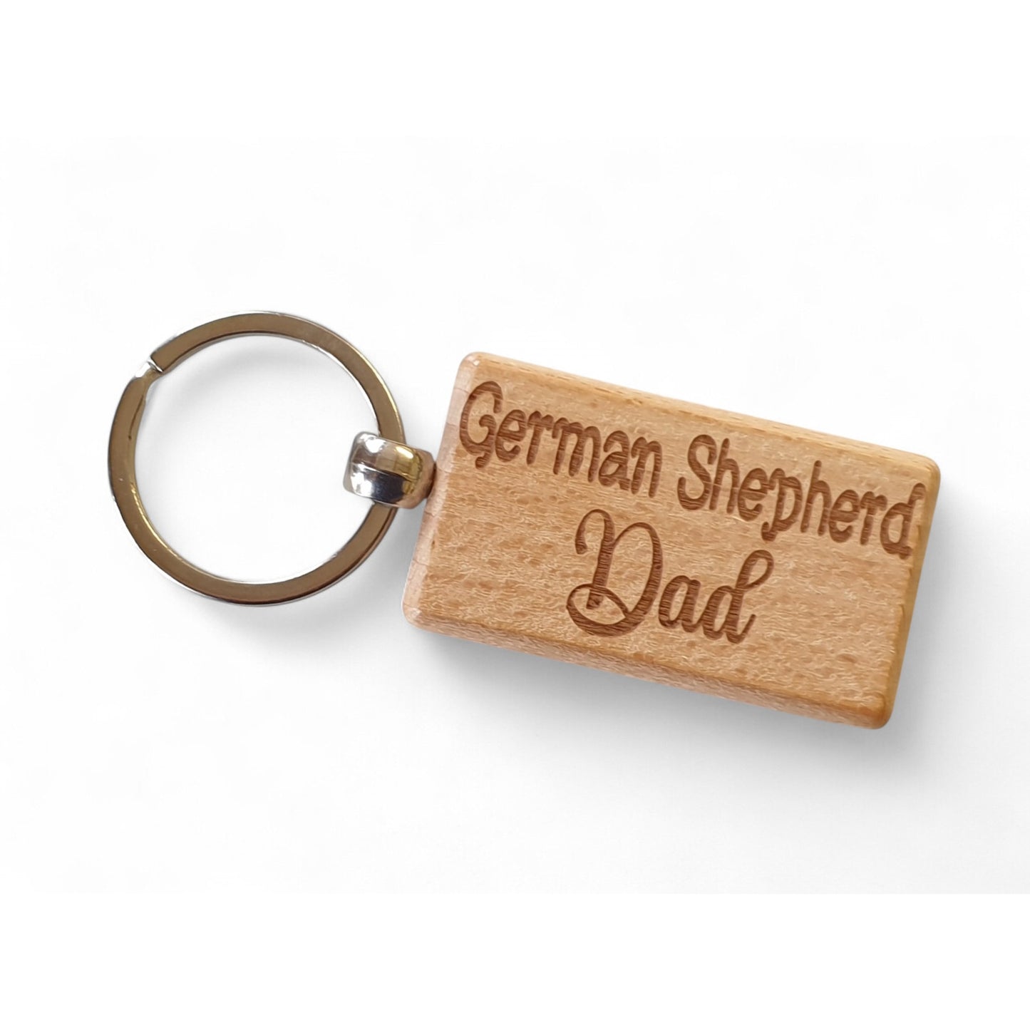 German Shepherd Dad Keyring Gift - Nice Cute Engraved Wooden Key Fob Novelty Dog Owner Present