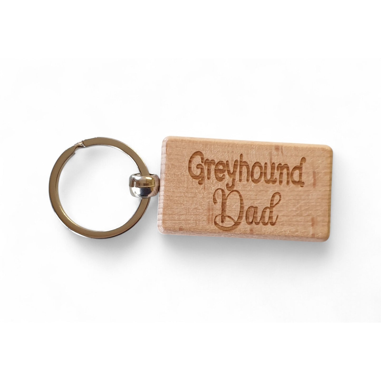 Greyhound Dad Keyring Gift - Nice Cute Engraved Wooden Key Fob Novelty Dog Owner Present