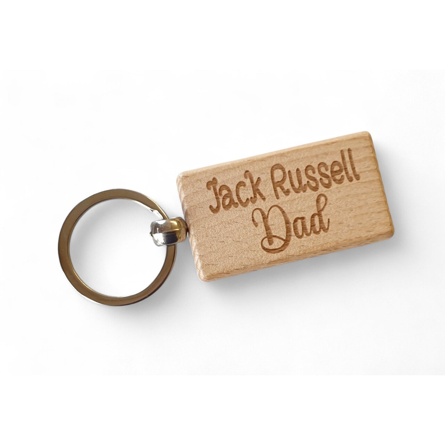 Jack Russell Dad Keyring Gift - Nice Cute Engraved Wooden Key Fob Novelty Dog Owner Present