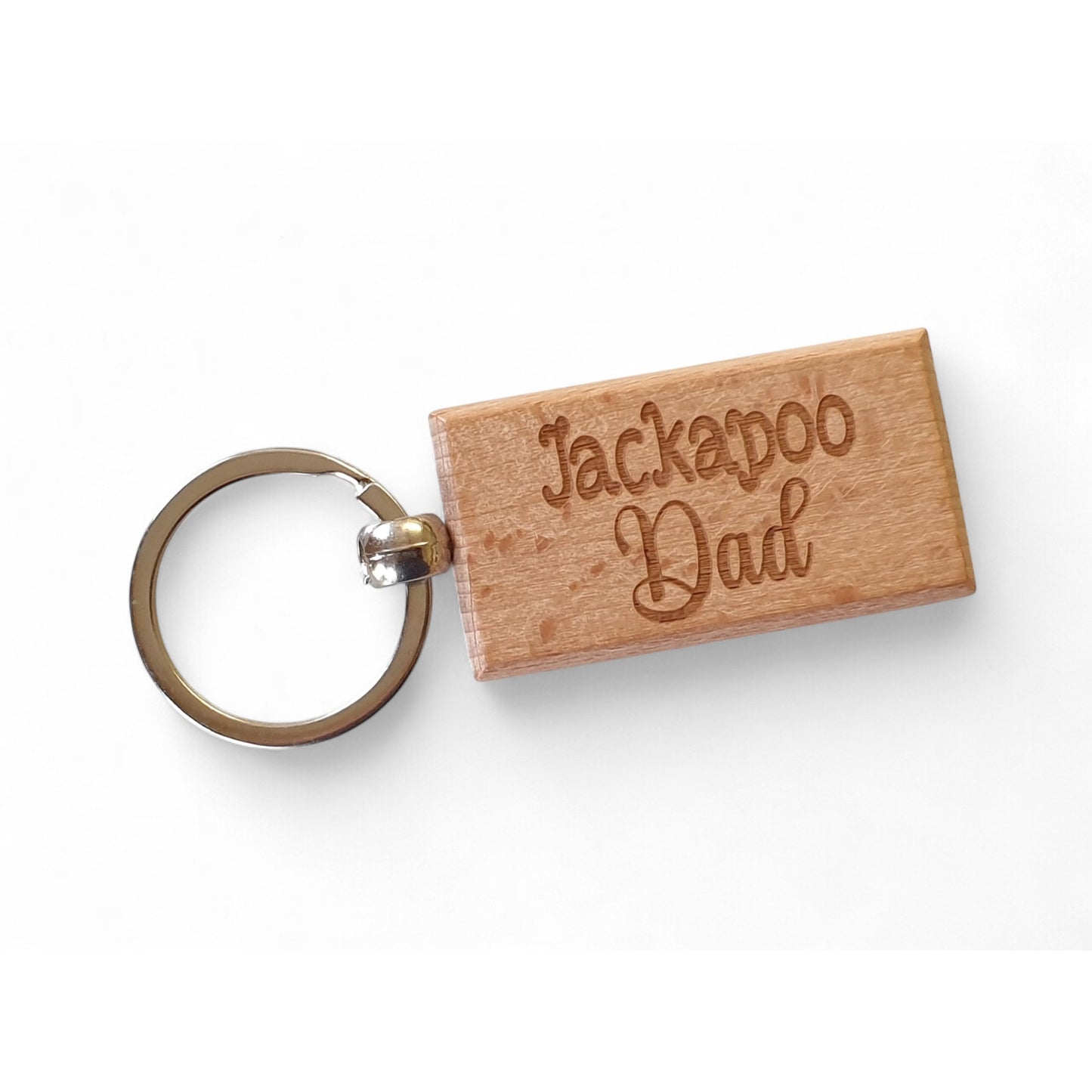 Jackapoo Dad Keyring Gift - Nice Cute Engraved Wooden Key Fob Novelty Dog Owner Present