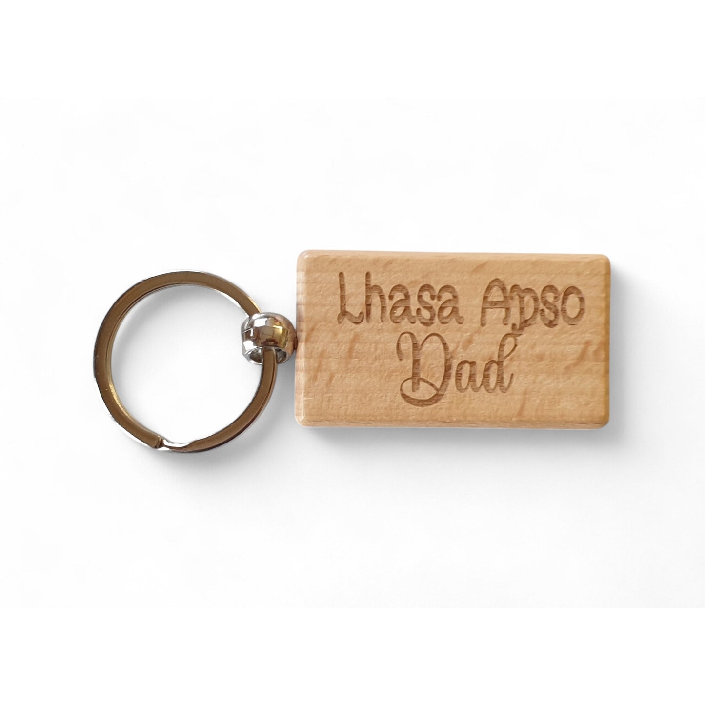 Lhasa Apso Dad Keyring Gift - Nice Cute Engraved Wooden Key Fob Novelty Dog Owner Present