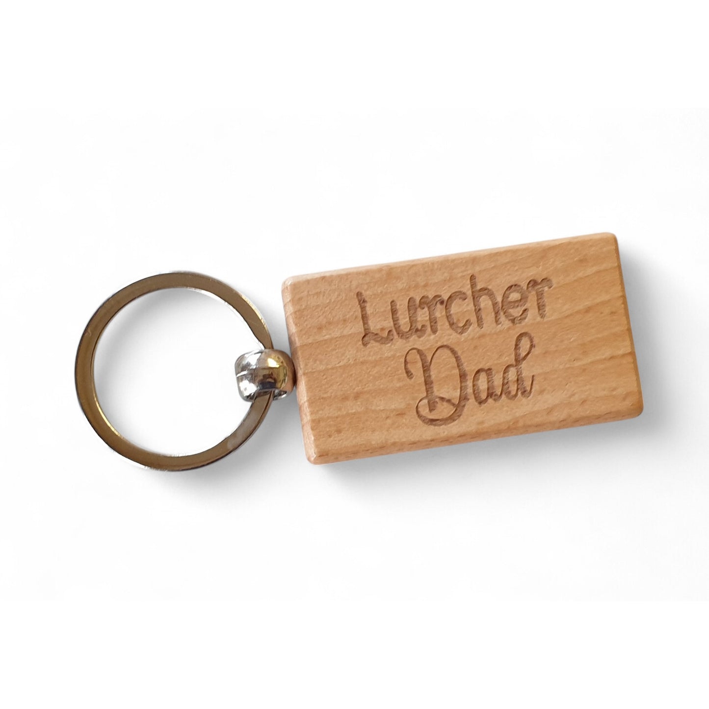 Lurcher Dad Keyring Gift - Nice Cute Engraved Wooden Key Fob Novelty Dog Owner Present