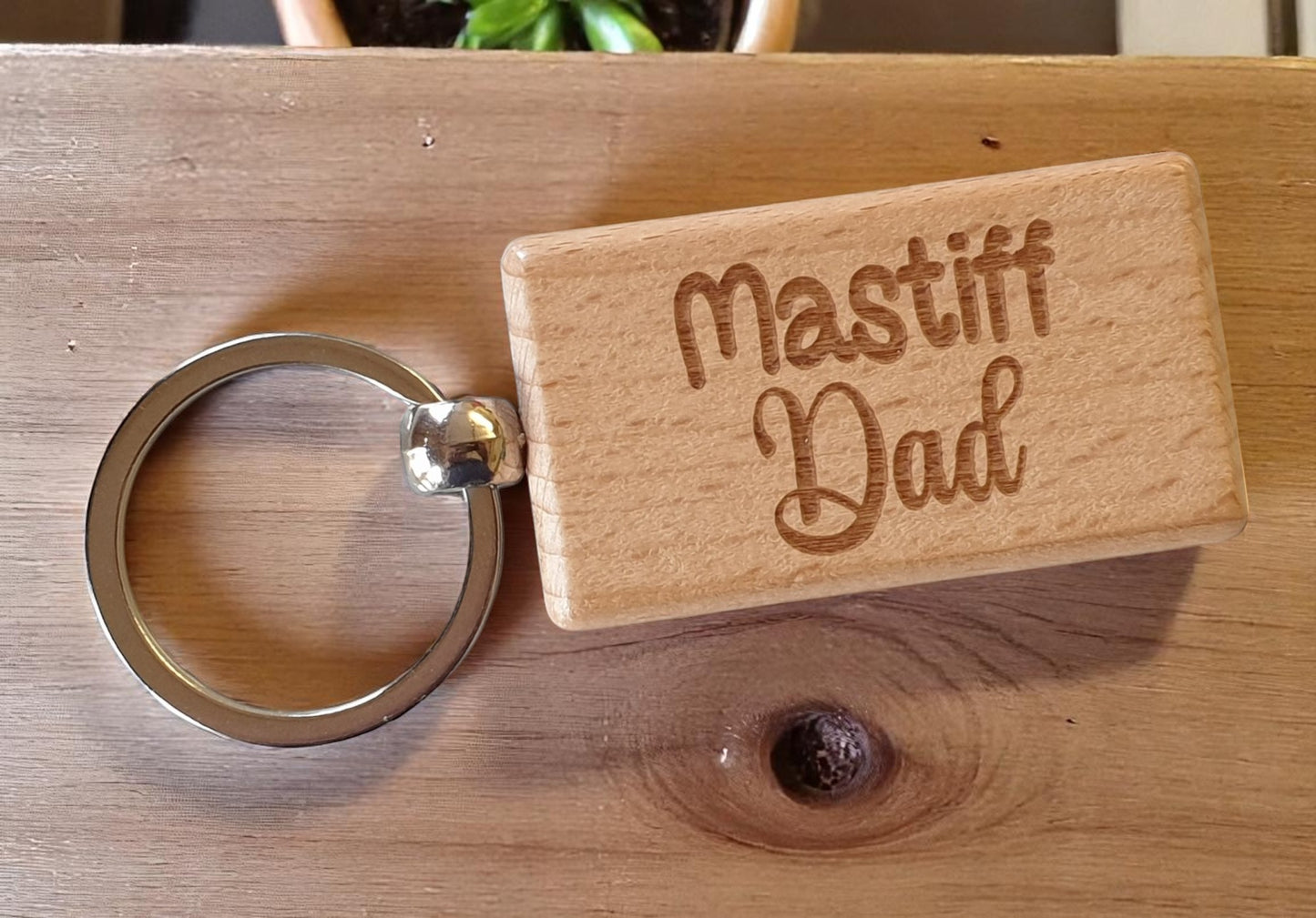 Mastiff Dad Keyring Gift - Nice Cute Engraved Wooden Key Fob Novelty Dog Owner Present