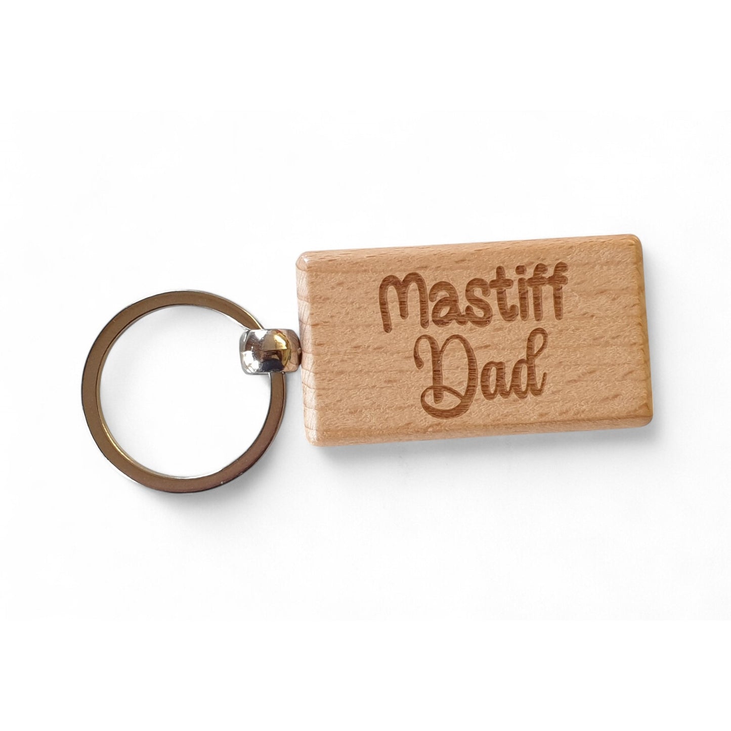Mastiff Dad Keyring Gift - Nice Cute Engraved Wooden Key Fob Novelty Dog Owner Present
