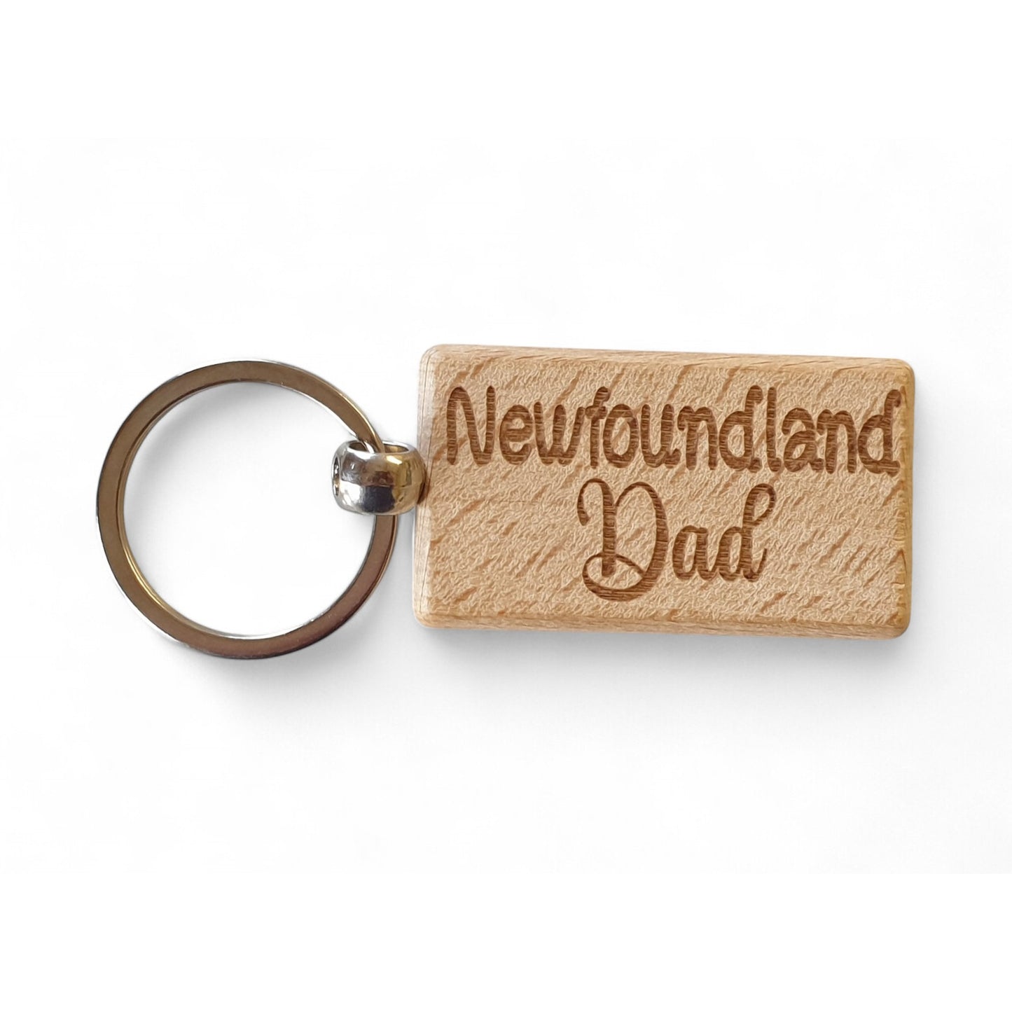 Newfoundland Dad Keyring Gift - Nice Cute Engraved Wooden Key Fob Novelty Dog Owner Present