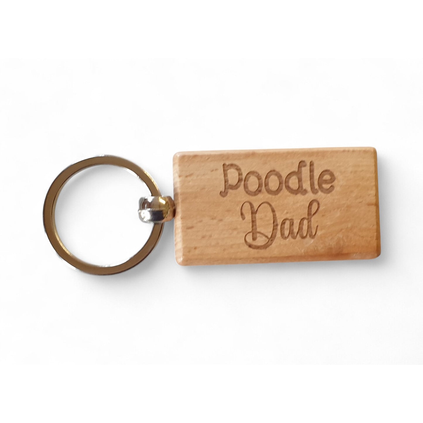 Poodle Dad Keyring Gift - Nice Cute Engraved Wooden Key Fob Novelty Dog Owner Present
