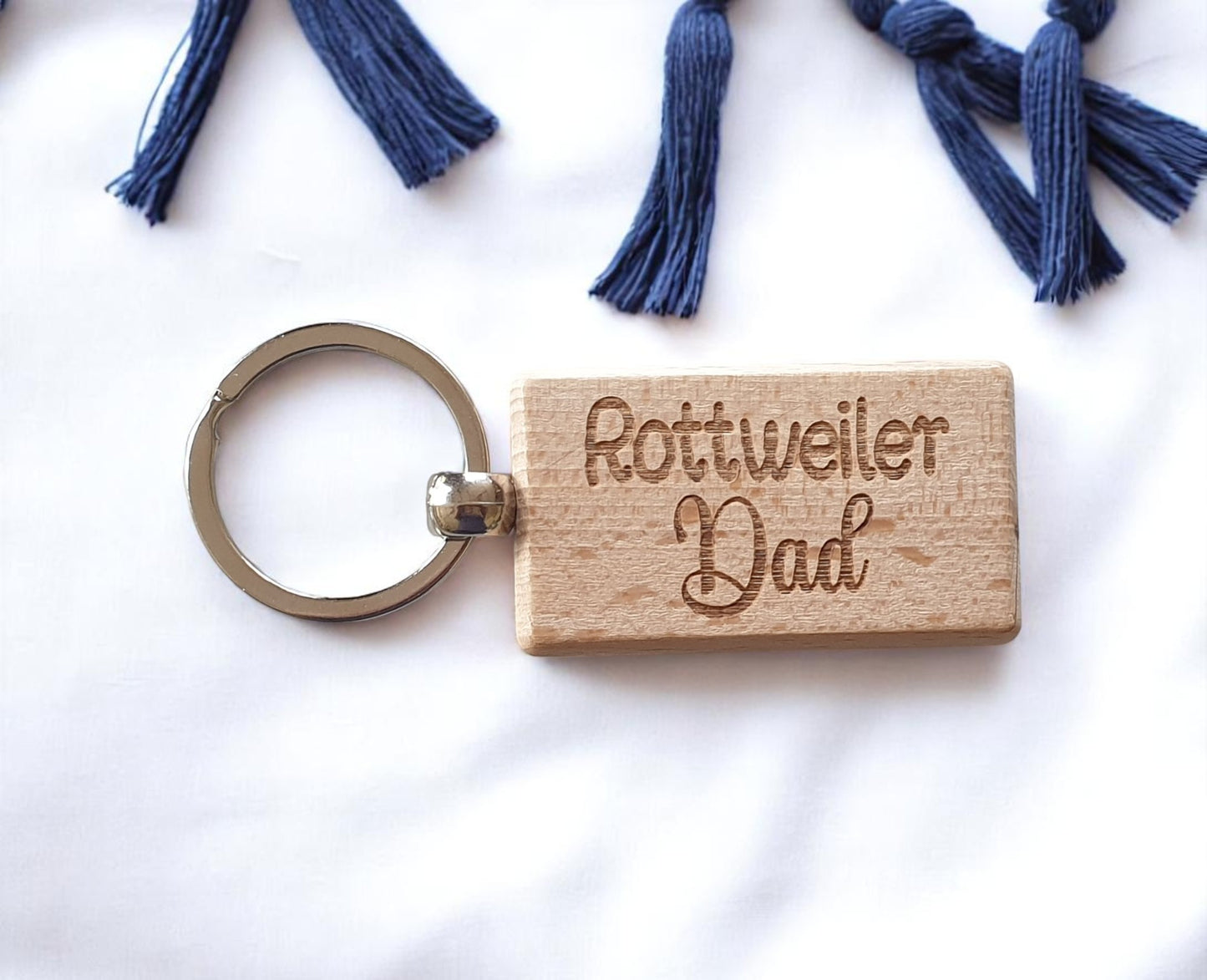Rottweiler Dad Keyring Gift - Nice Cute Engraved Wooden Key Fob Novelty Dog Owner Present