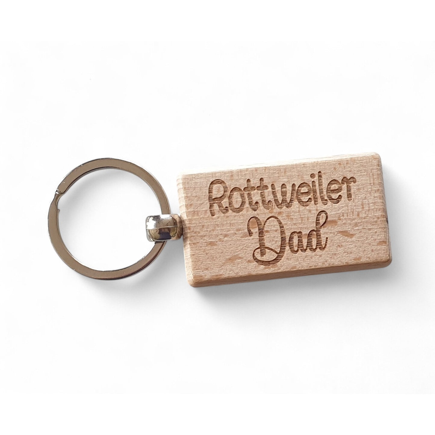 Rottweiler Dad Keyring Gift - Nice Cute Engraved Wooden Key Fob Novelty Dog Owner Present