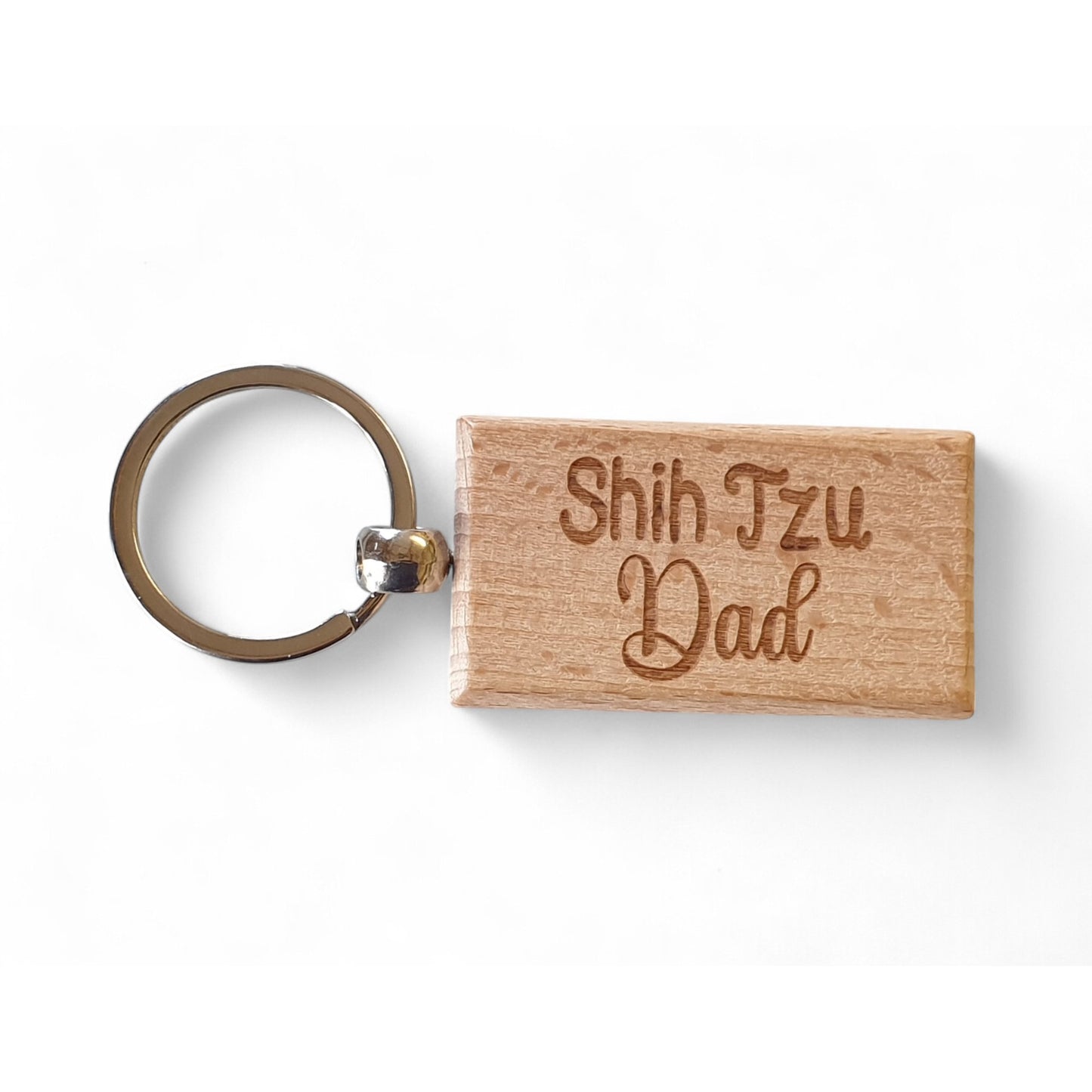 Shih Tzu Dad Keyring Gift - Nice Cute Engraved Wooden Key Fob Novelty Dog Owner Present