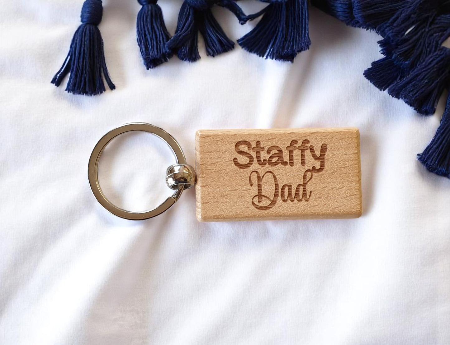 Staffy Dad Keyring Gift - Nice Cute Engraved Wooden Key Fob Novelty Dog Owner Present (Copy)