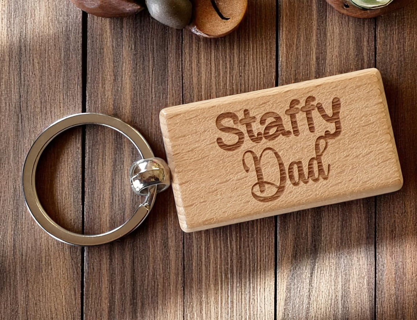Staffy Dad Keyring Gift - Nice Cute Engraved Wooden Key Fob Novelty Dog Owner Present (Copy)