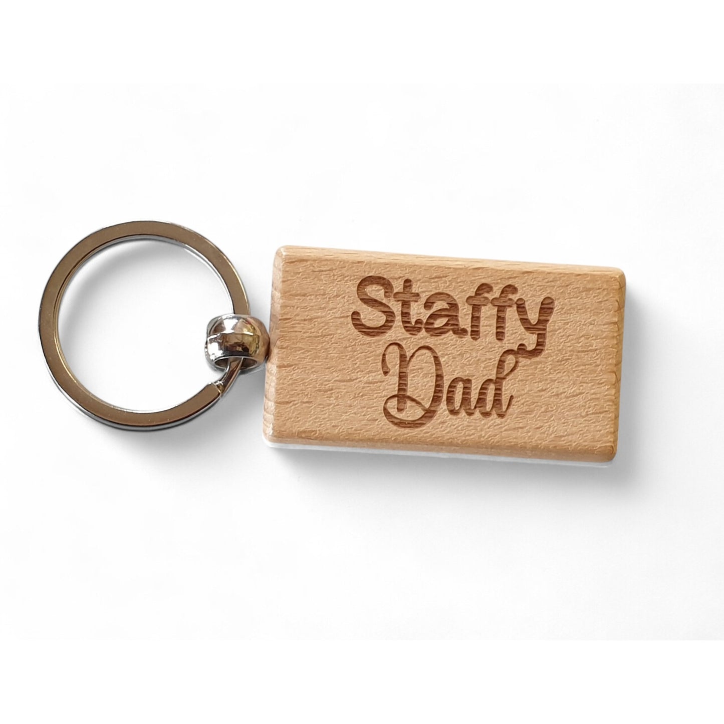 Staffy Dad Keyring Gift - Nice Cute Engraved Wooden Key Fob Novelty Dog Owner Present (Copy)