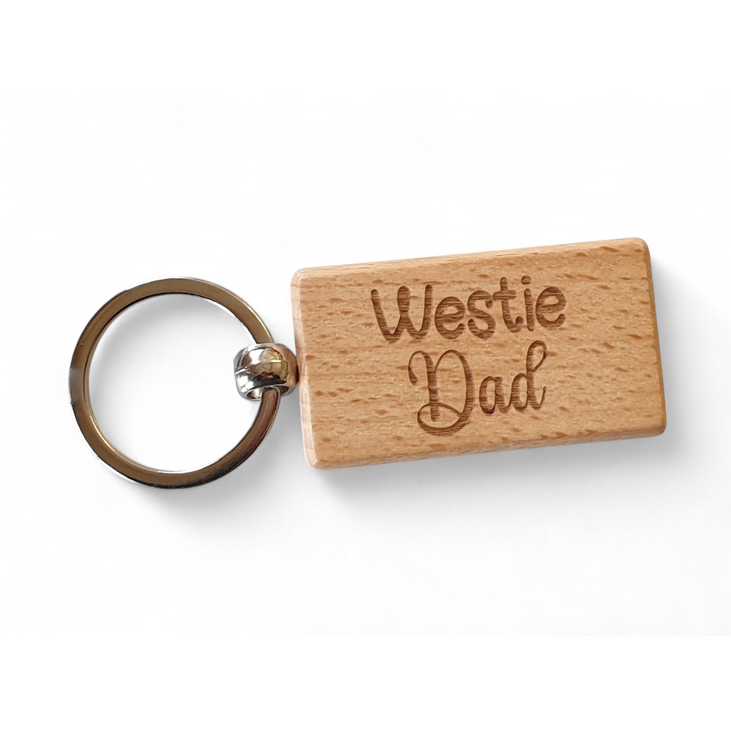 Westie Dad Keyring Gift - Nice Cute Engraved Wooden Key Fob Novelty Dog Owner Present