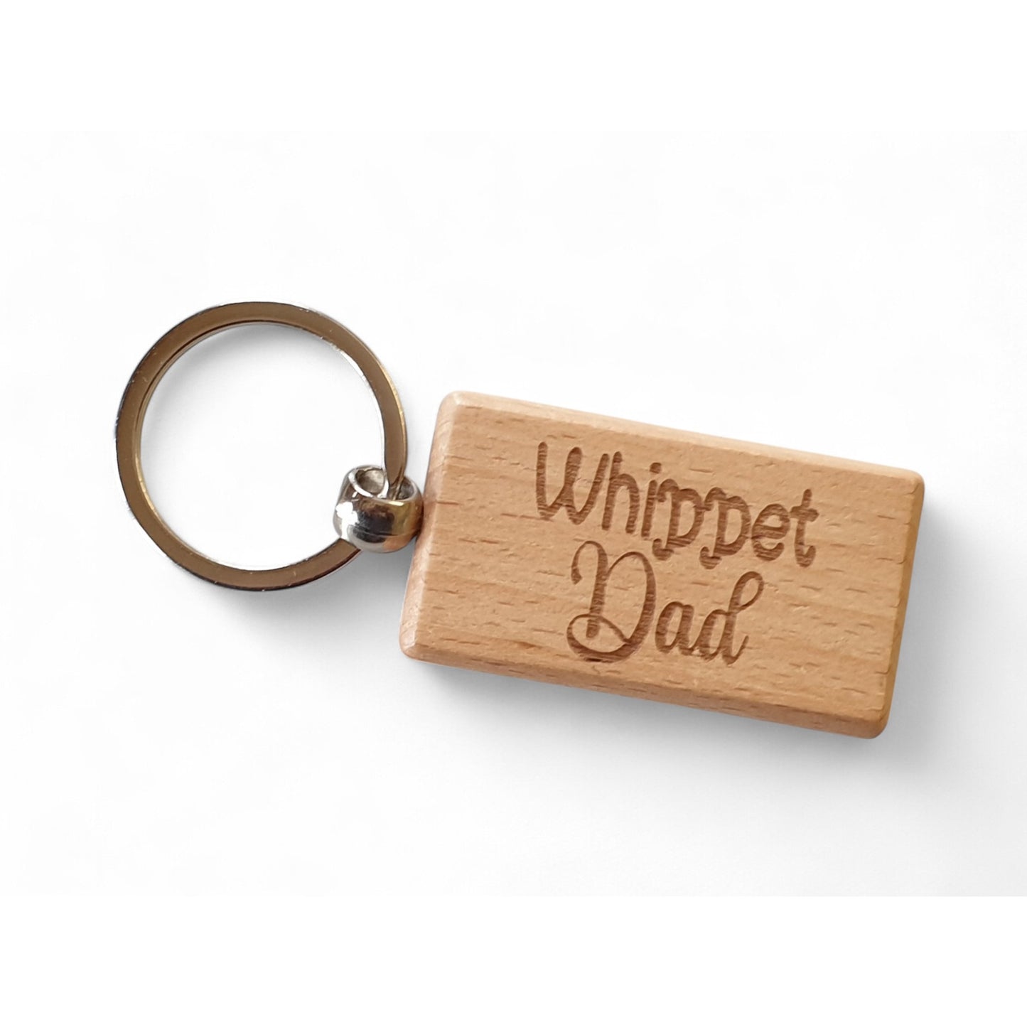Whippet Dad Keyring Gift - Nice Cute Engraved Wooden Key Fob Novelty Dog Owner Present