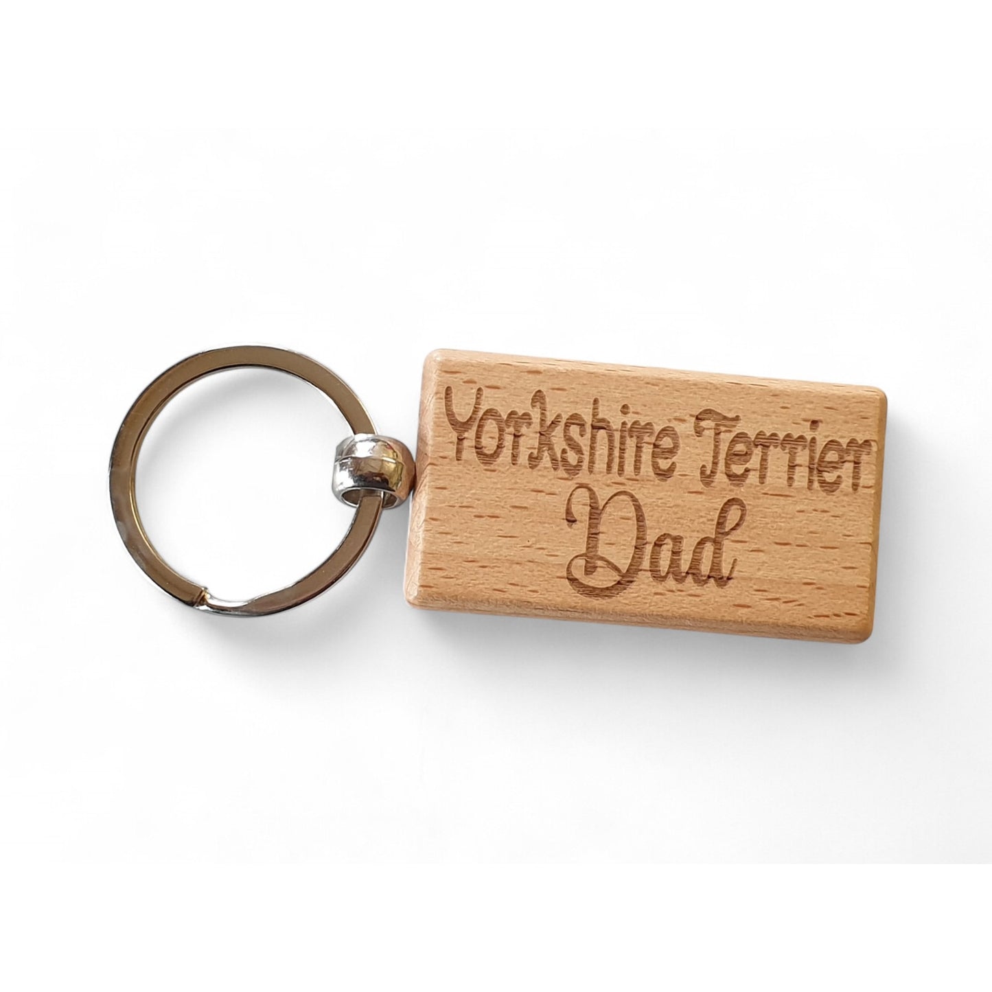 Yorkshire Terrier Dad Keyring Gift - Nice Cute Engraved Wooden Key Fob Novelty Dog Owner Present