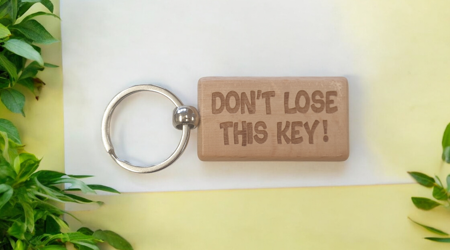 Important Keyring Gift Don't Lose This Key Nice Cute Engraved Wooden Key Fob Novelty Custom Work Shed House Present