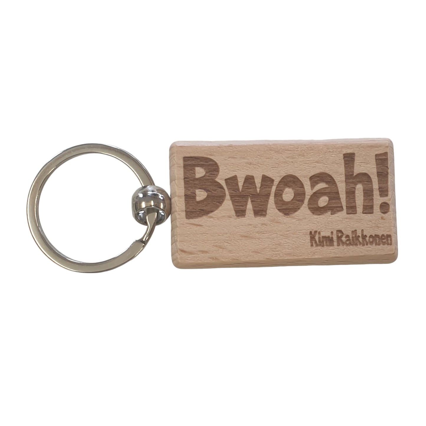 Kimi Raikkonen Keyring Gift Bwoah Engraved Wooden Key Fob Fun Novelty Nice F1 Present