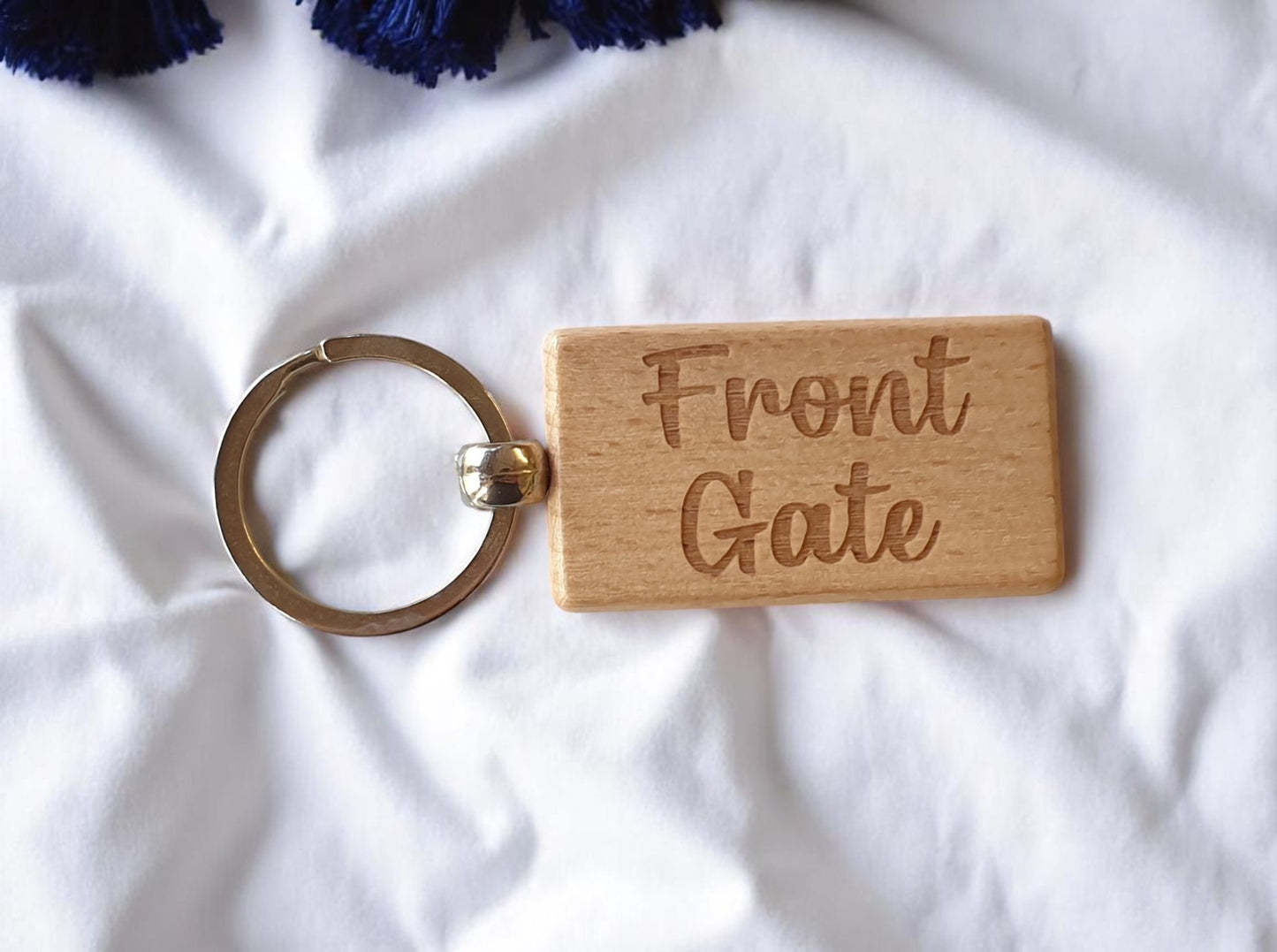 Front Gate Keyring Nice Cute Custom Engraved Wooden Key Fob Novelty House Keys Present