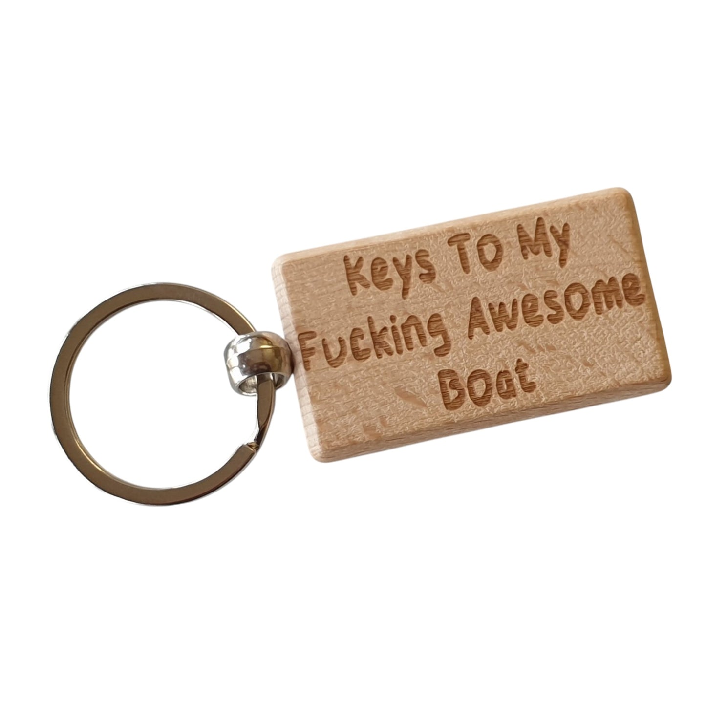 Boating Keyring Gift - Keys To My Fucking Awesome Boat - Nice Cute Fun Engraved Wooden Key Fob Novelty Custom Present