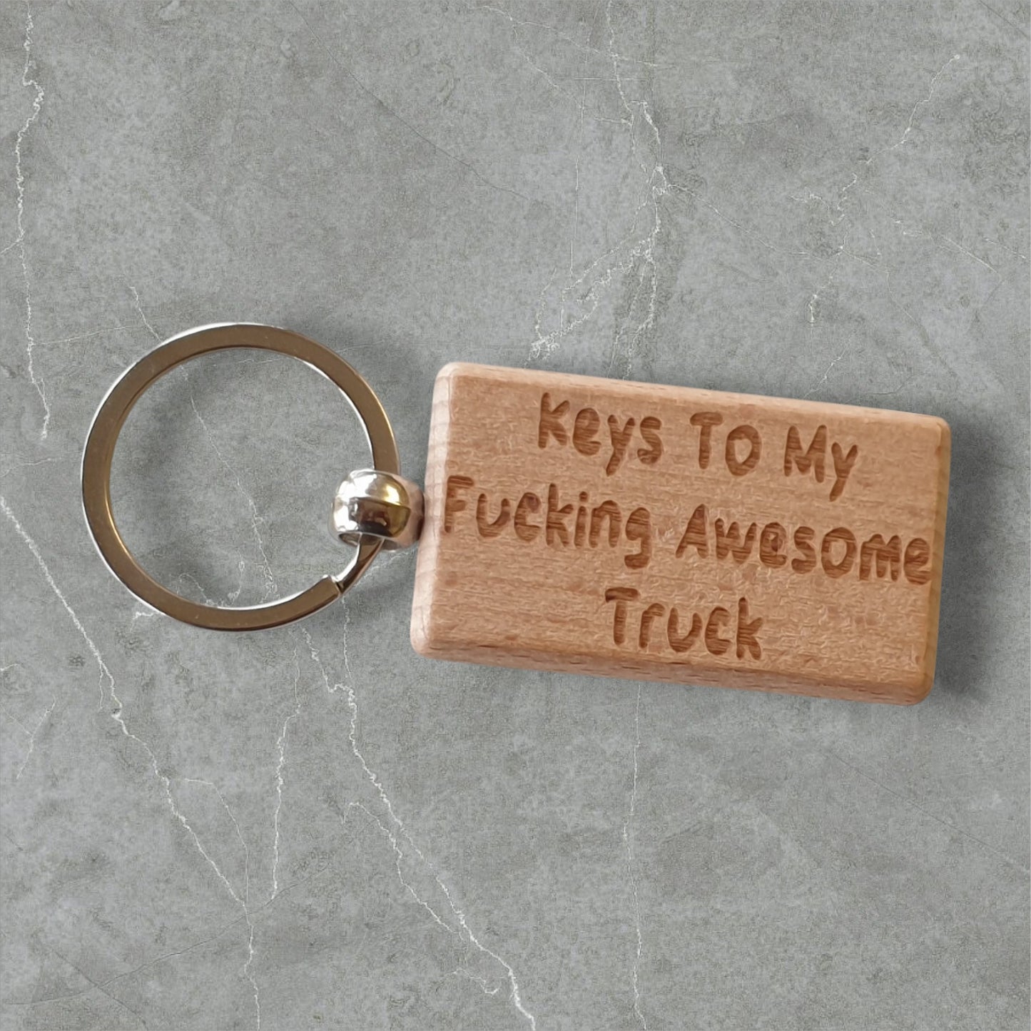 Truck Driver Keyring Gift - Keys To My Fucking Awesome Truck - Nice Cute Fun Engraved Wooden Key Fob Novelty Custom Present