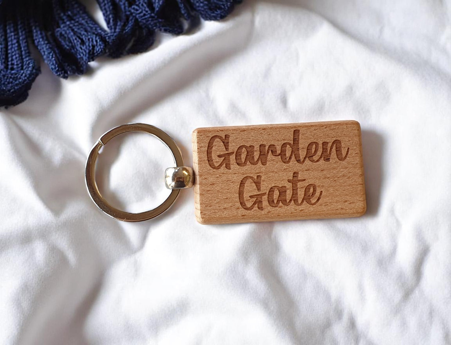 Garden Gate Keyring Nice Cute Custom Engraved Wooden Key Fob Novelty House Keys Present